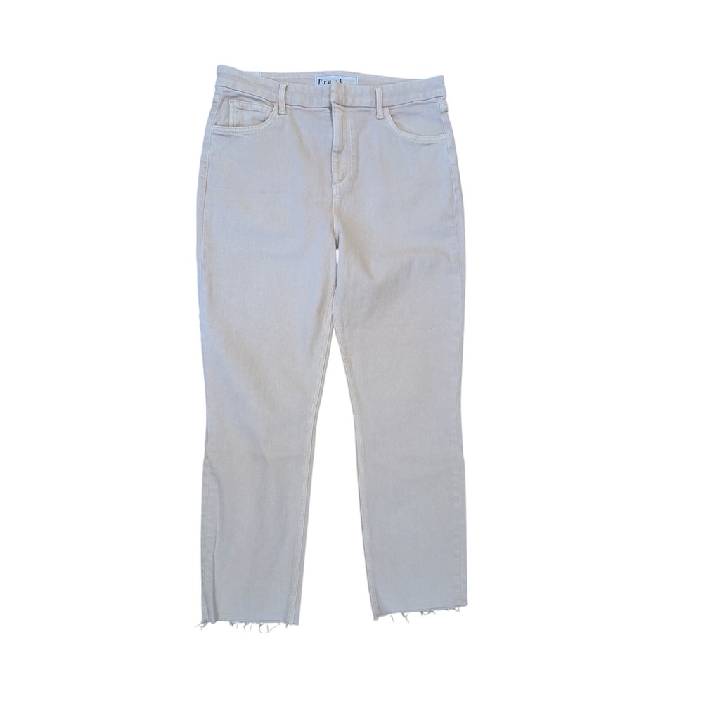 Frank & Eileen Derry High Rise Straight Leg Jeans Beige Raw Hem Size 31